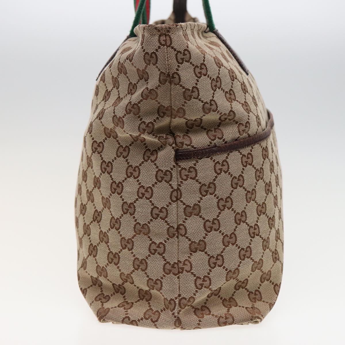 GUCCI GG Canvas Web Sherry Line Tote Bag Beige Green Red 155524 ep4699