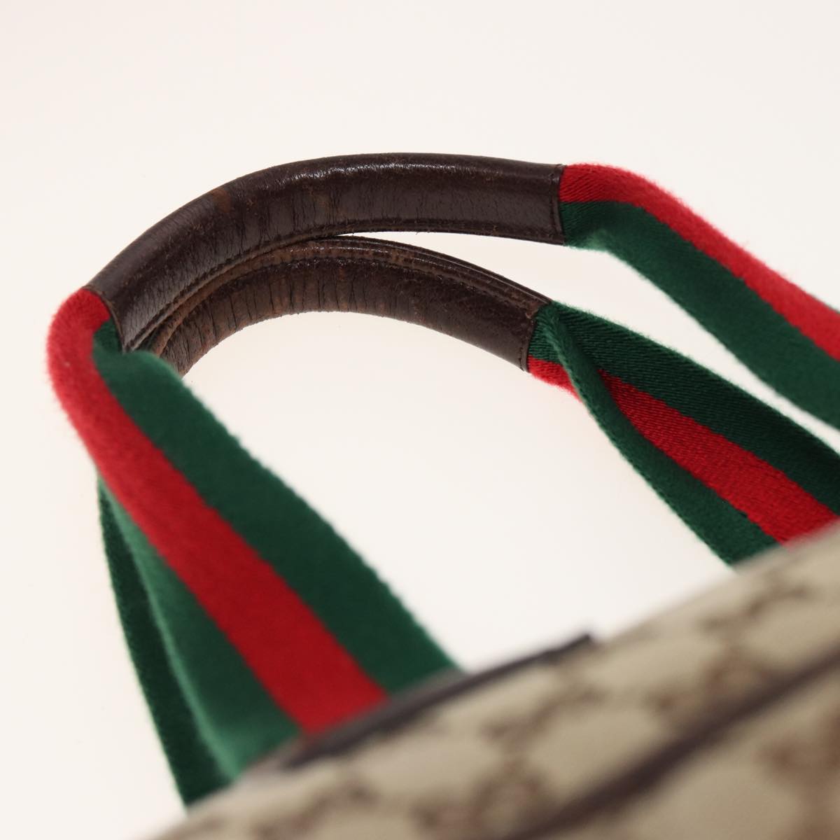 GUCCI GG Canvas Web Sherry Line Tote Bag Beige Green Red 155524 ep4699
