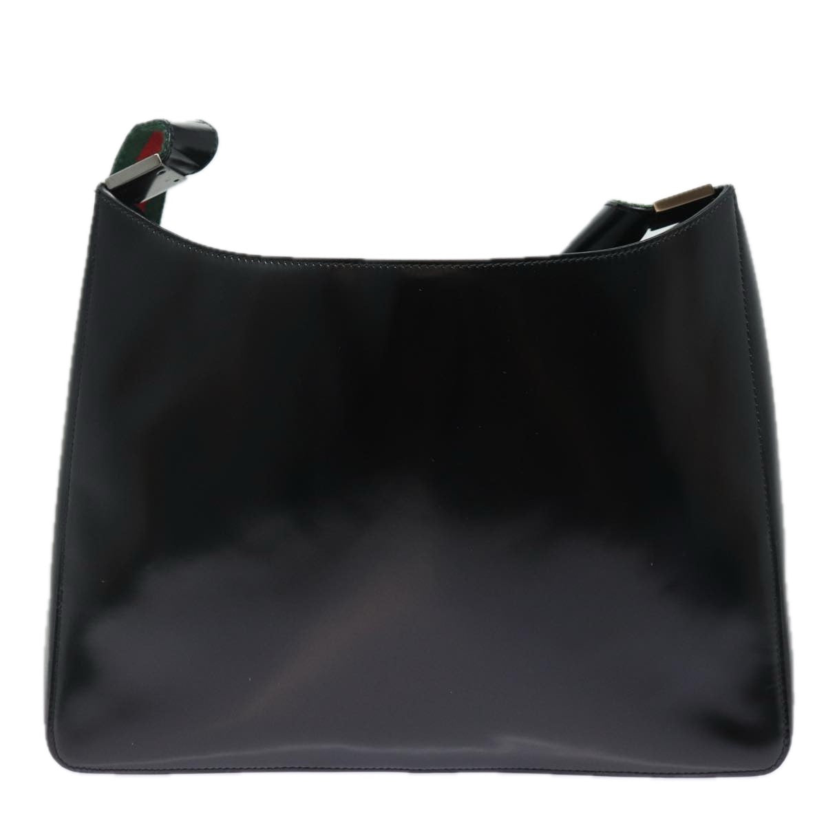 GUCCI Web Sherry Line Shoulder Bag Enamel Black Red Green ep4721