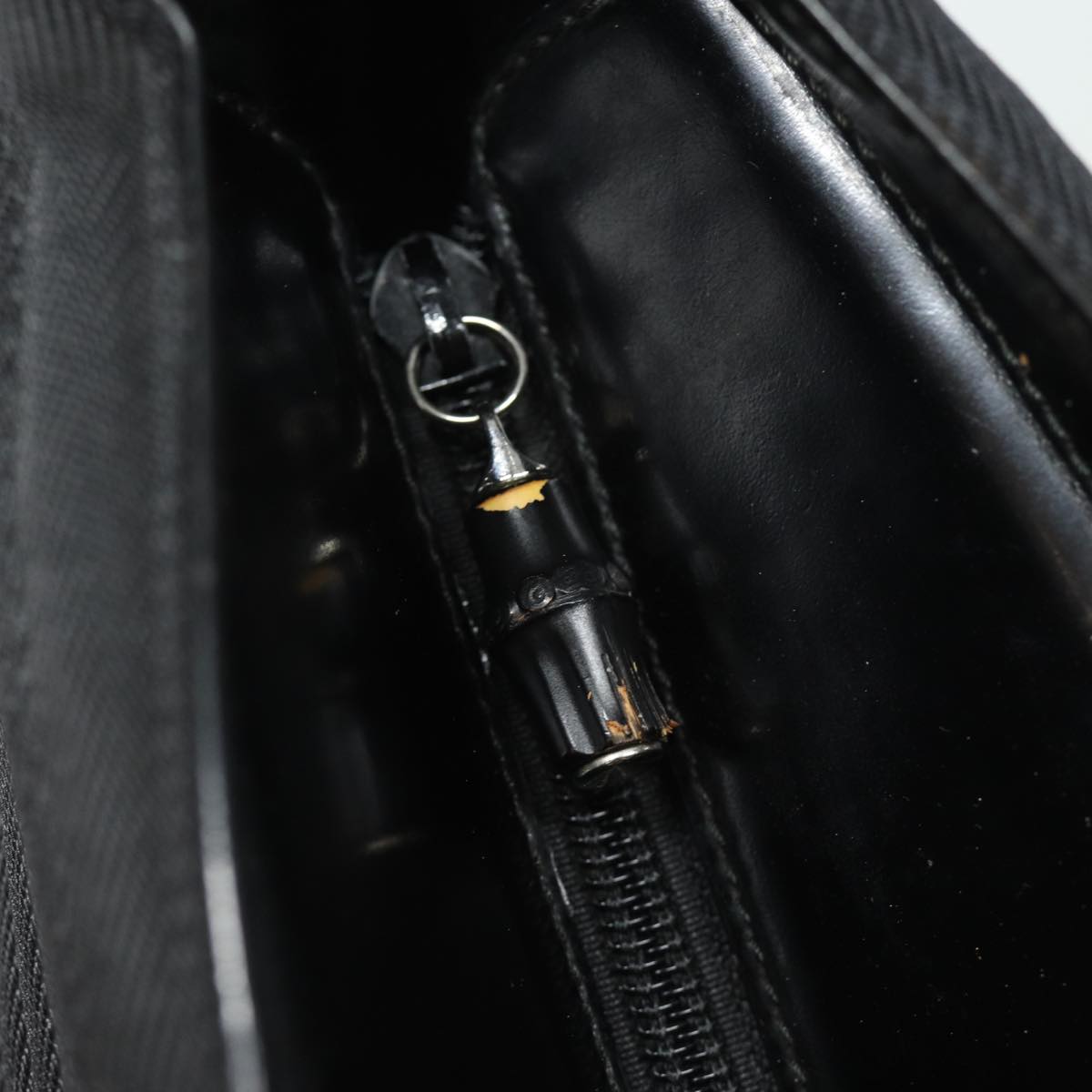 GUCCI Bamboo Hand Bag Nylon Black 002 1998 0352 ep4735