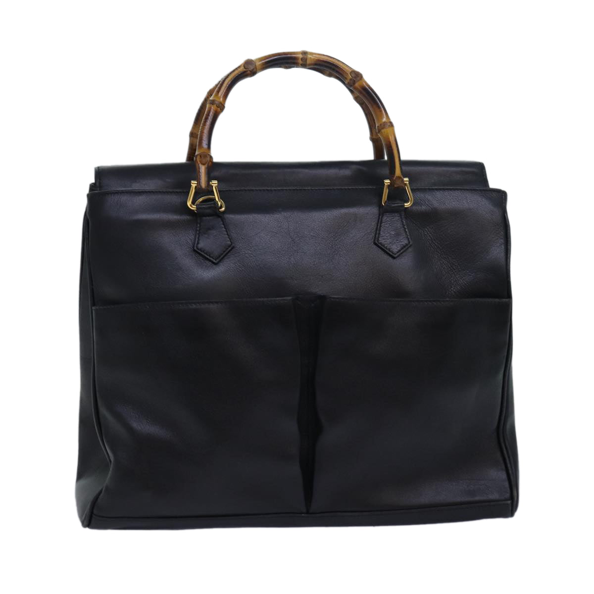 GUCCI Bamboo Hand Bag Leather Black ep4747