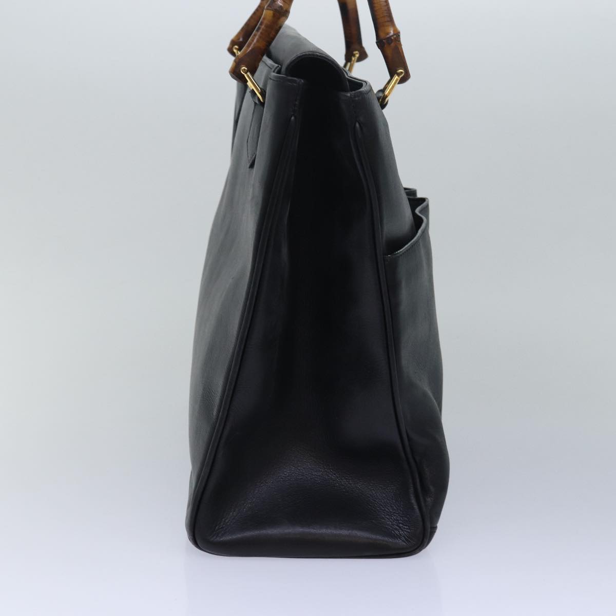GUCCI Bamboo Hand Bag Leather Black ep4747