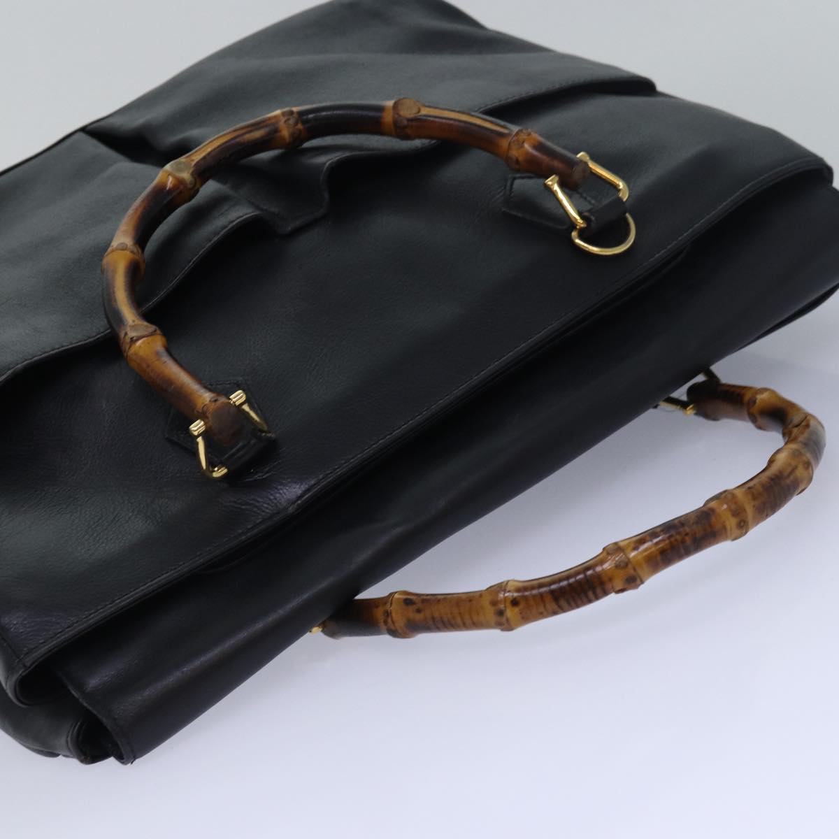 GUCCI Bamboo Hand Bag Leather Black ep4747