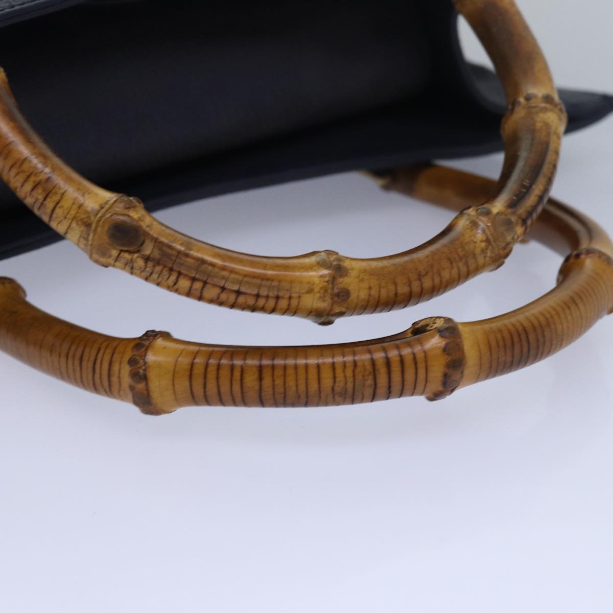 GUCCI Bamboo Hand Bag Suede Navy 002 123 0260 ep4750