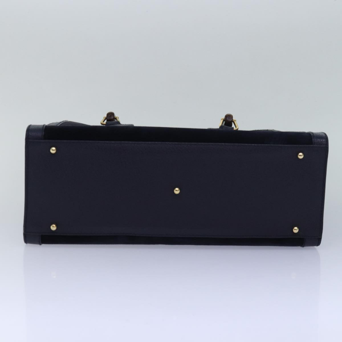 GUCCI Bamboo Hand Bag Suede Navy 002 123 0260 ep4750