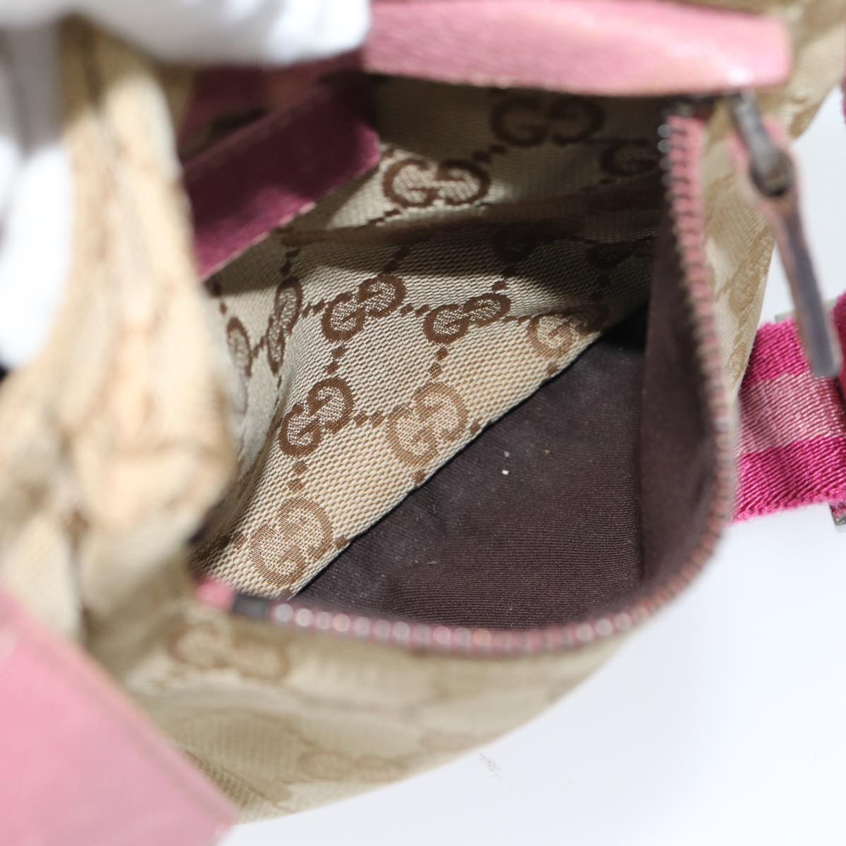 GUCCI GG Canvas Sherry Line Waist bag Beige Pink 28566 ep4752