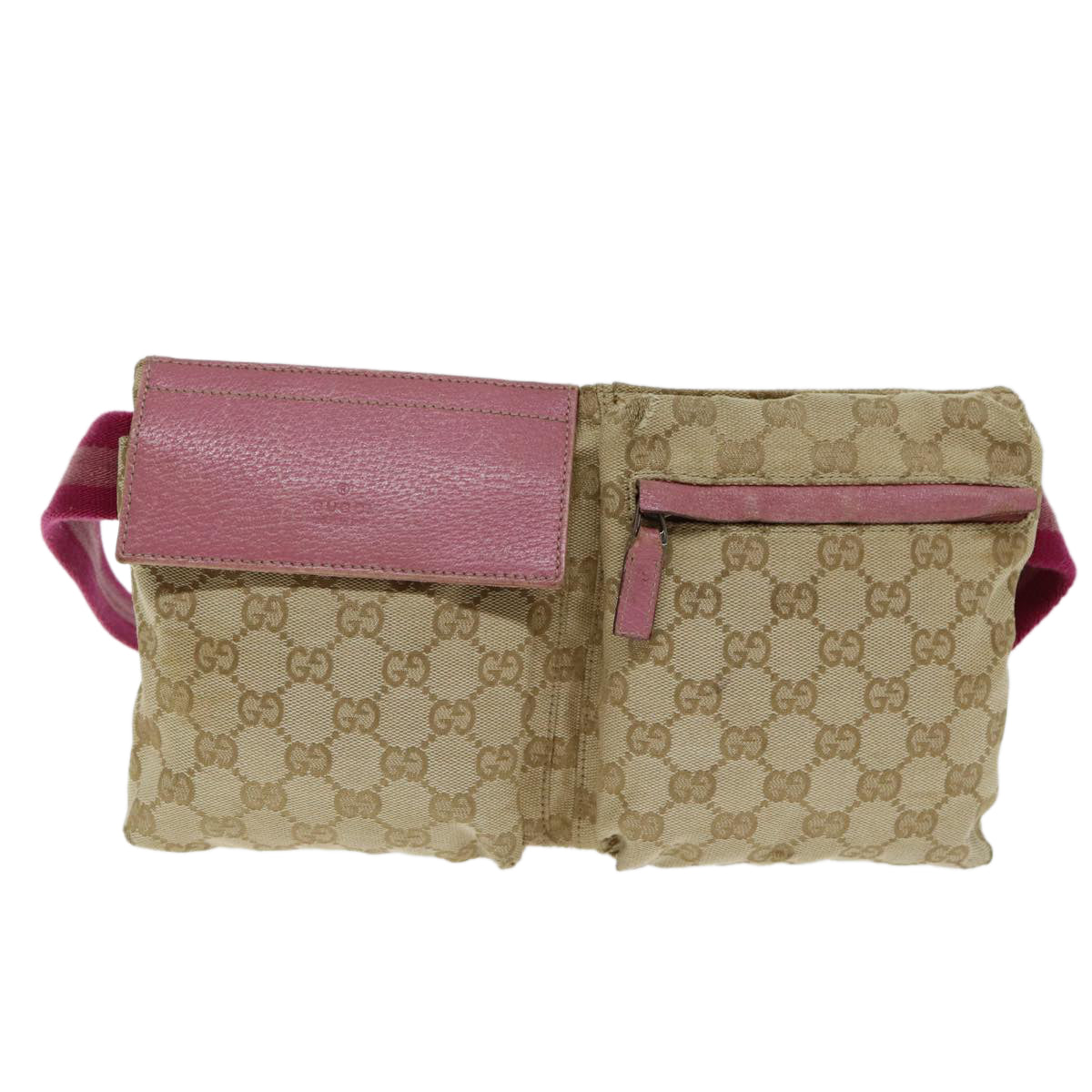 GUCCI GG Canvas Sherry Line Waist bag Beige Pink 28566 ep4752
