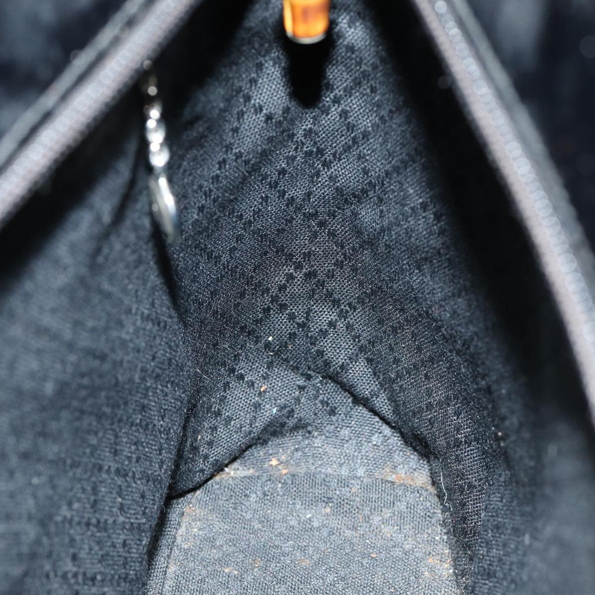 GUCCI Bamboo Hand Bag Nylon 2way Black 000 1998 0540 ep4783