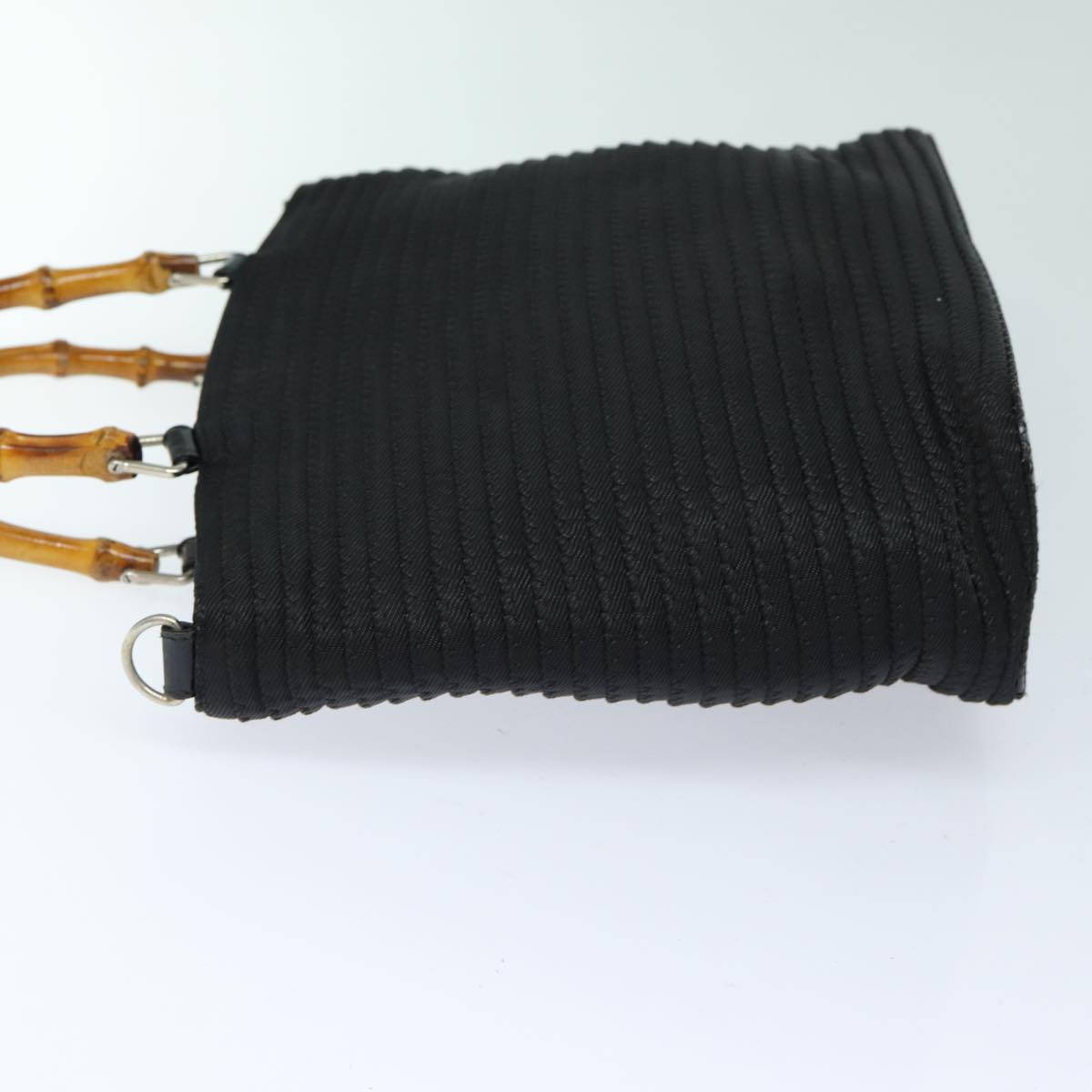 GUCCI Bamboo Hand Bag Nylon 2way Black 000 1998 0540 ep4783