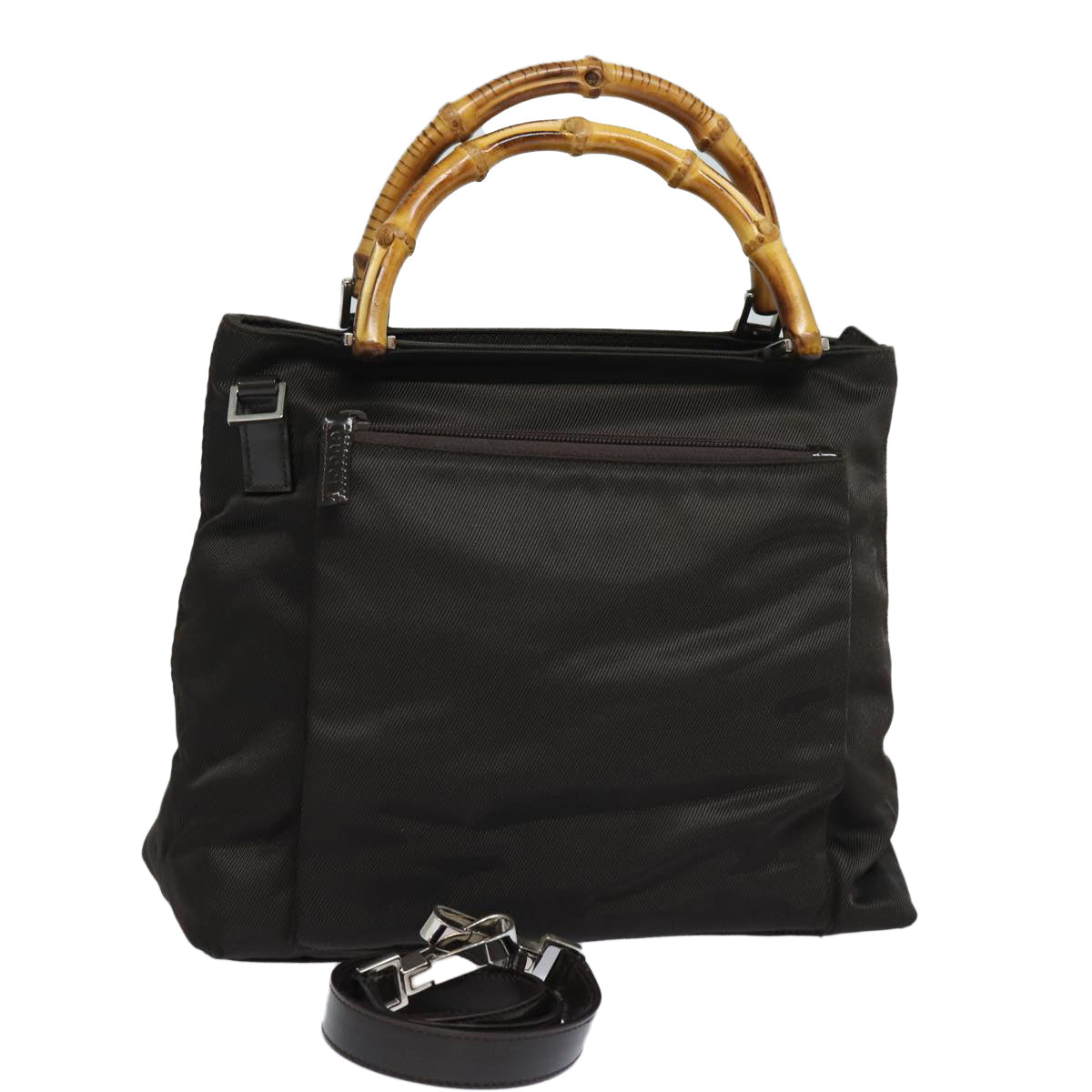 GUCCI Bamboo Hand Bag Nylon 2way Brown 002 2058 0508 5 ep4789