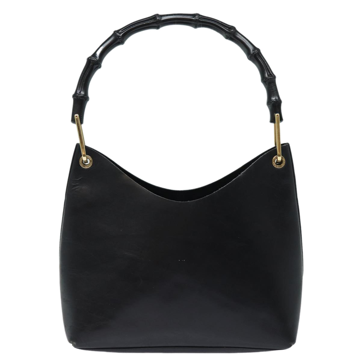GUCCI Bamboo Shoulder Bag Leather Black 001 1998 1883 ep4796