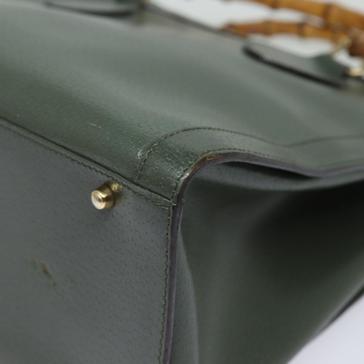 GUCCI Bamboo Tote Bag Leather Outlet Green 002 8260 2853 ep4802