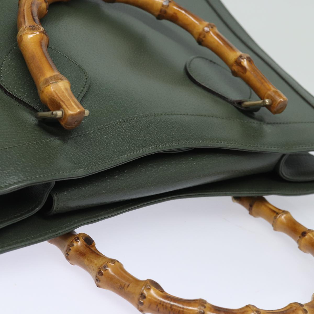 GUCCI Bamboo Tote Bag Leather Outlet Green 002 8260 2853 ep4802