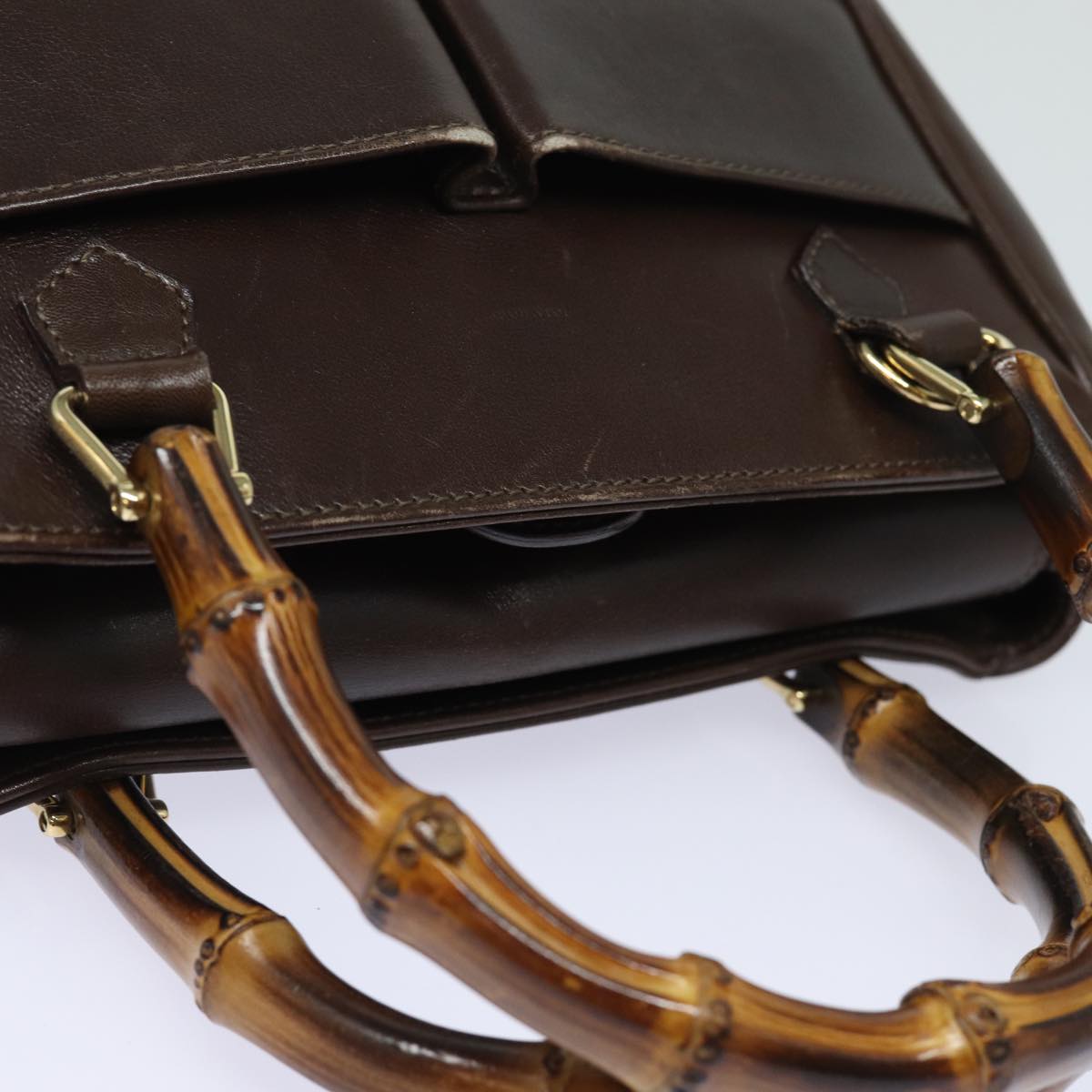 GUCCI Bamboo Hand Bag Leather 2way Brown 000 122 0316 ep4809