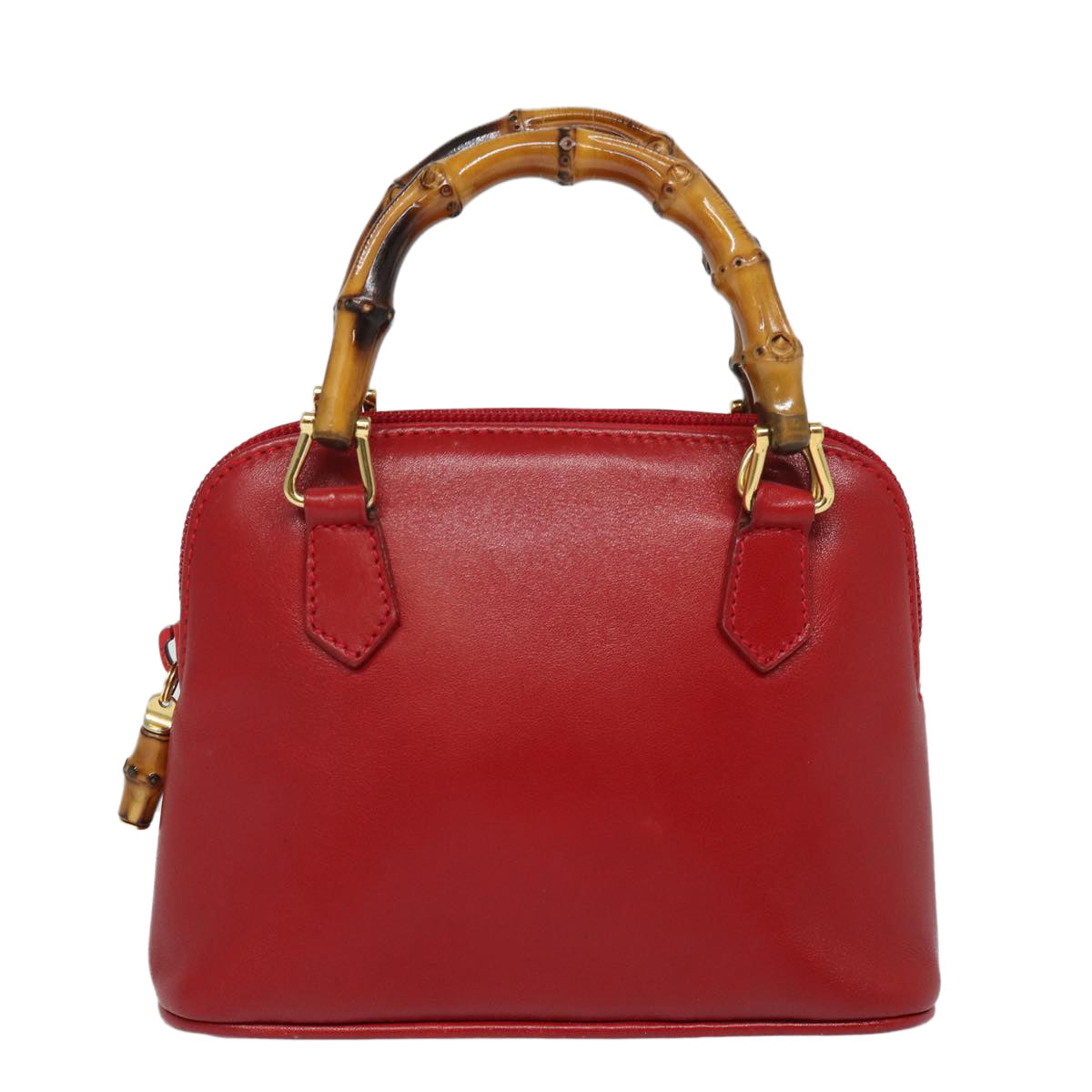 GUCCI Bamboo Hand Bag Leather 2way Red 007 1014 0231 ep4811