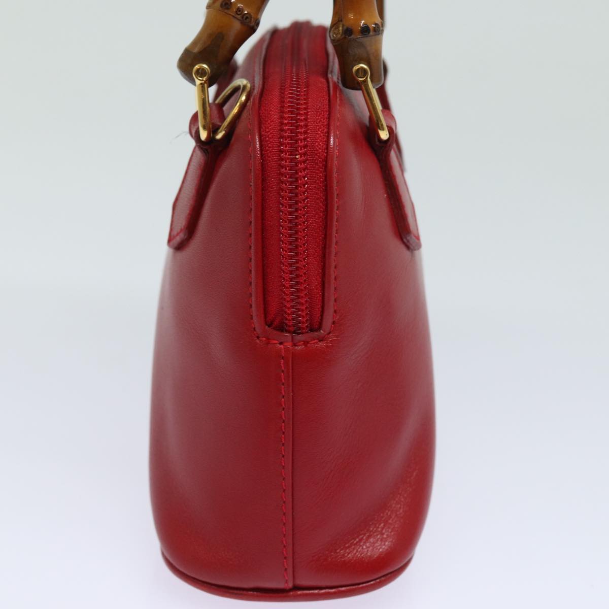 GUCCI Bamboo Hand Bag Leather 2way Red 007 1014 0231 ep4811