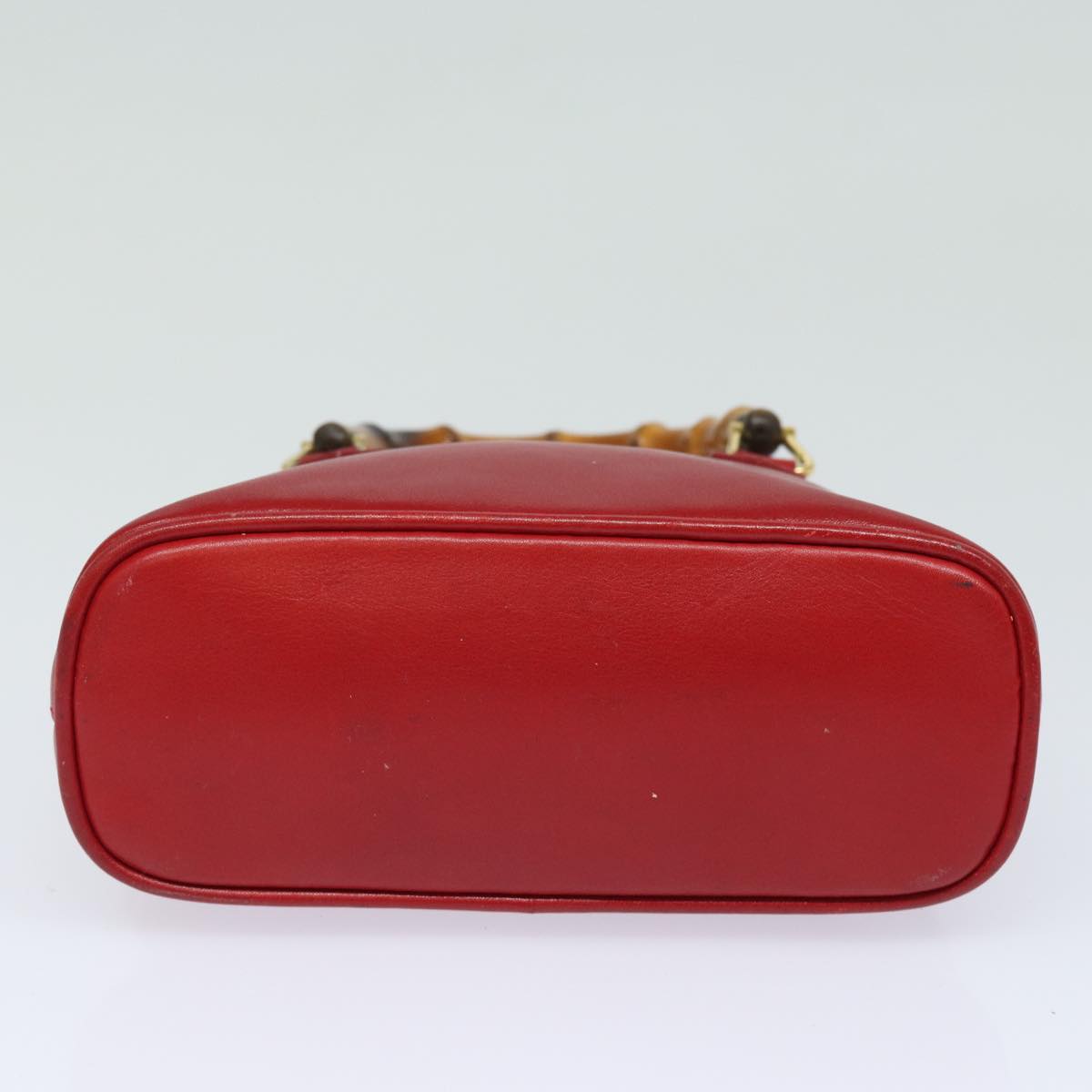 GUCCI Bamboo Hand Bag Leather 2way Red 007 1014 0231 ep4811