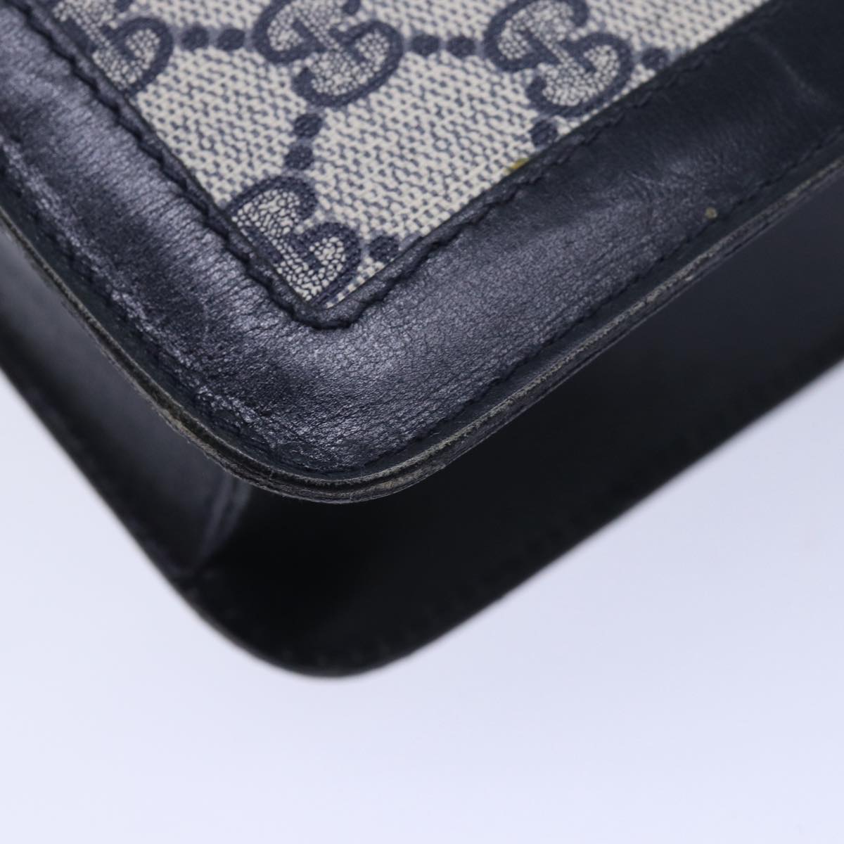 GUCCI GG Supreme Sherry Line Shoulder Bag PVC Navy Red ep4819