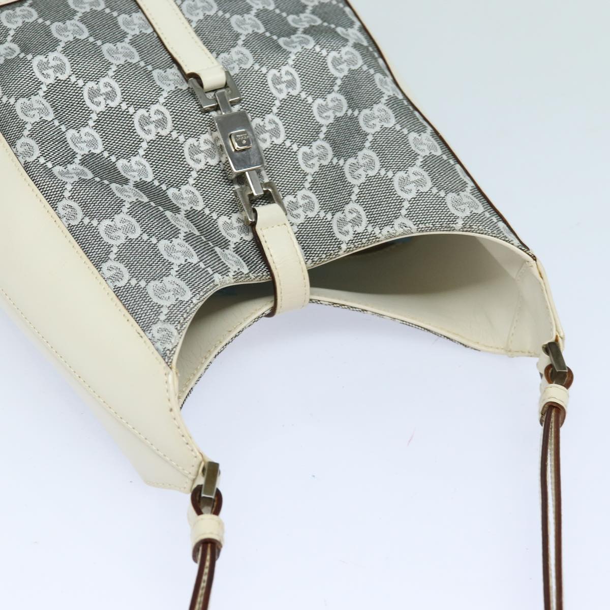 GUCCI GG Canvas Jackie Shoulder Bag Silver 001 3876 ep4837