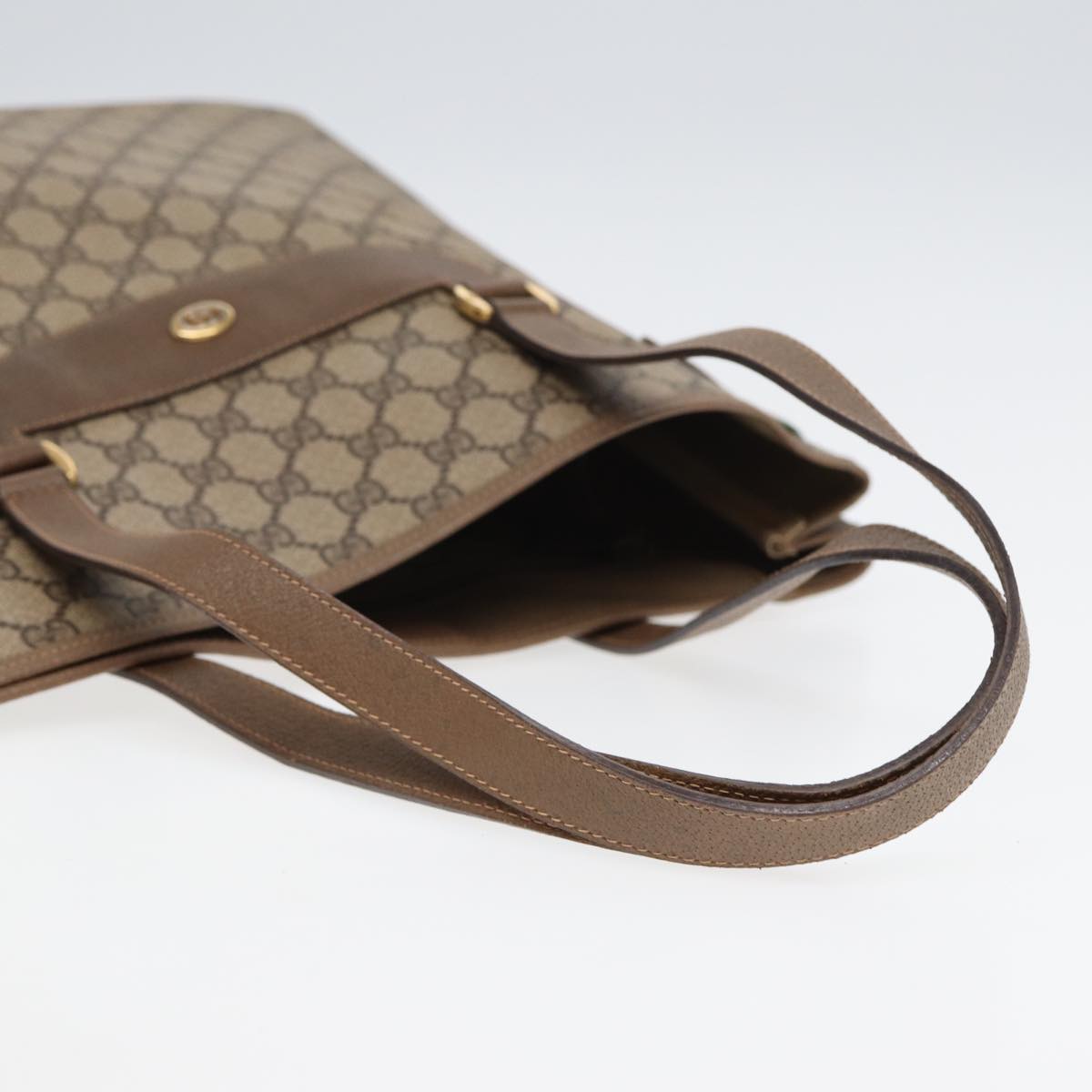 GUCCI GG Supreme Web Sherry Line Tote Bag PVC Beige Red 39 02 091 ep4842