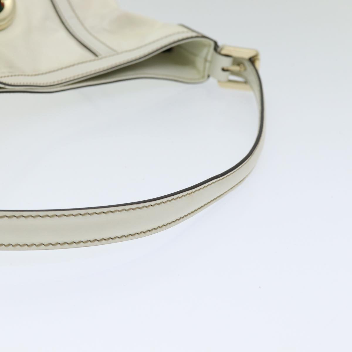 GUCCI Web Sherry Line Shoulder Bag Coated Canvas White Red 162740 ep4886