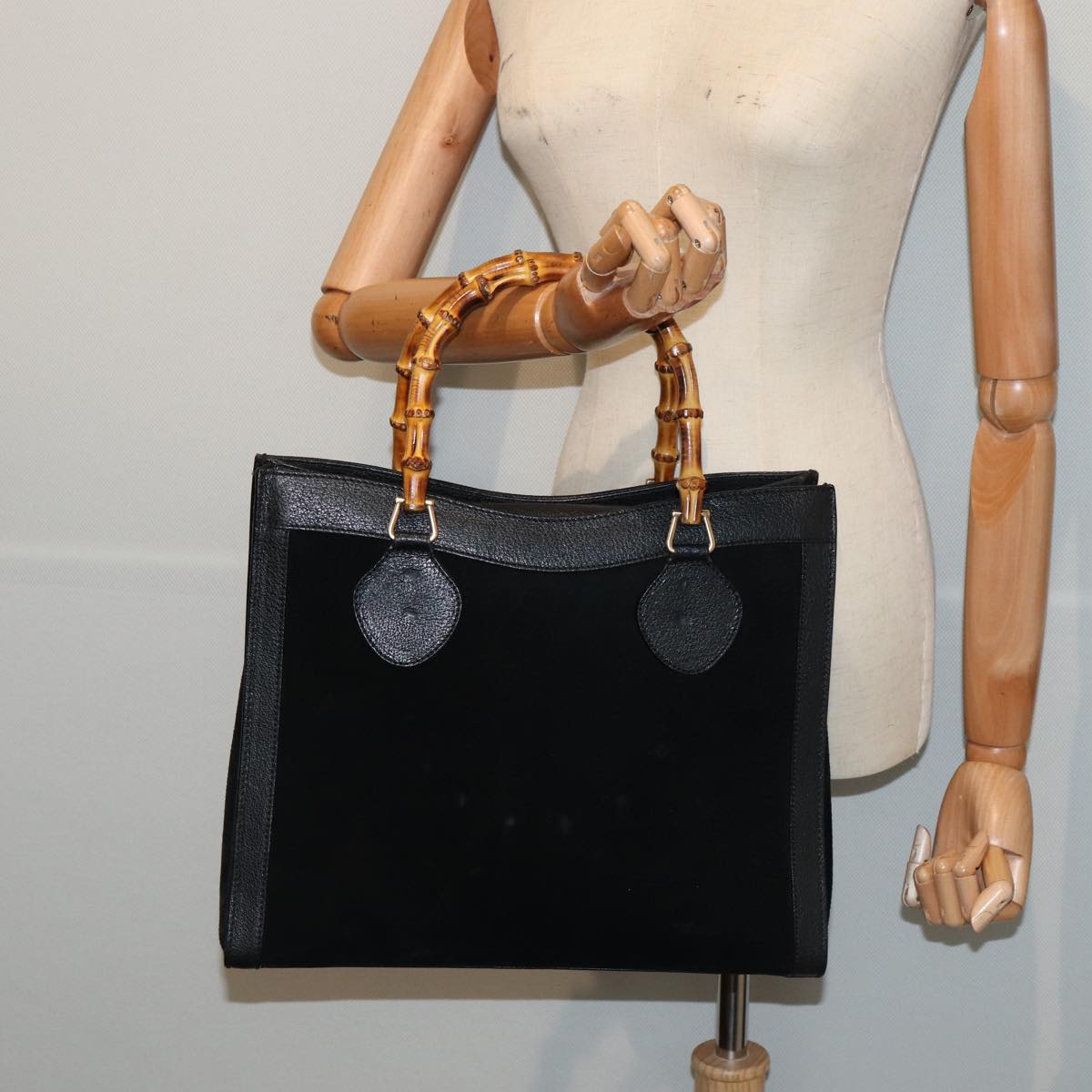 GUCCI Bamboo Hand Bag Suede Black 002 1186 0260 ep4906