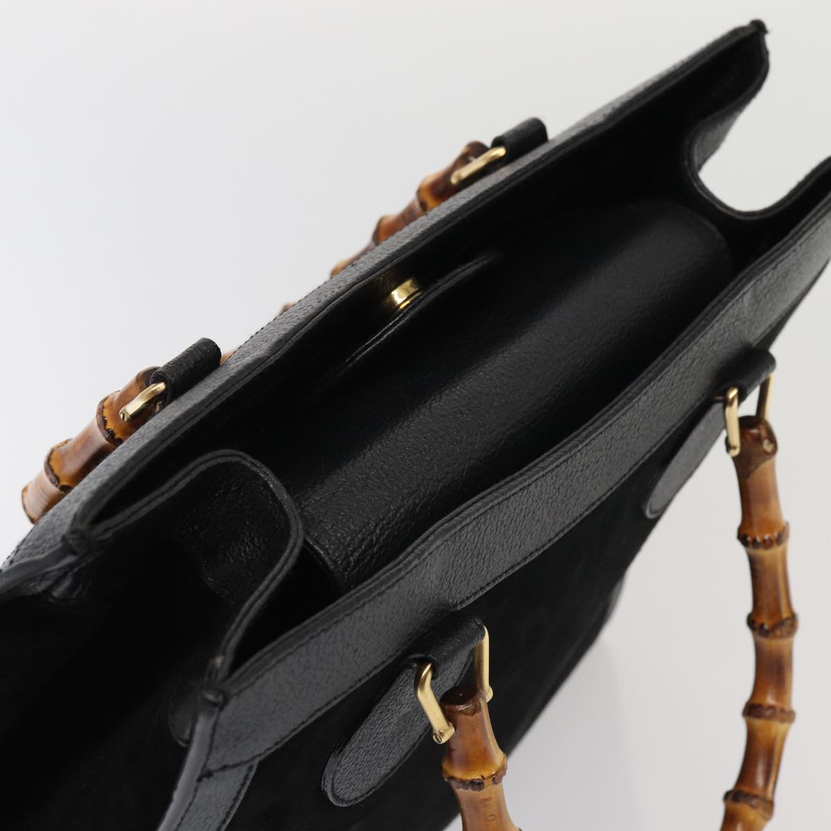 GUCCI Bamboo Hand Bag Suede Black 002 1186 0260 ep4906