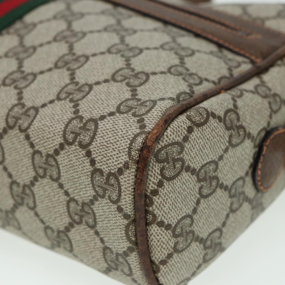 GUCCI GG Supreme Web Sherry Line Shoulder Bag PVC Beige Red 010 378 ep4916