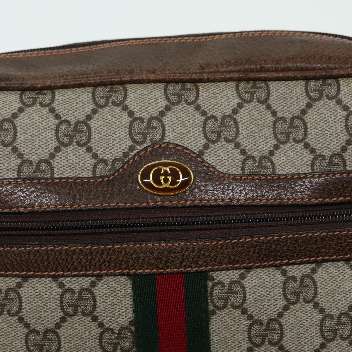GUCCI GG Supreme Web Sherry Line Shoulder Bag PVC Beige Red 010 378 ep4916