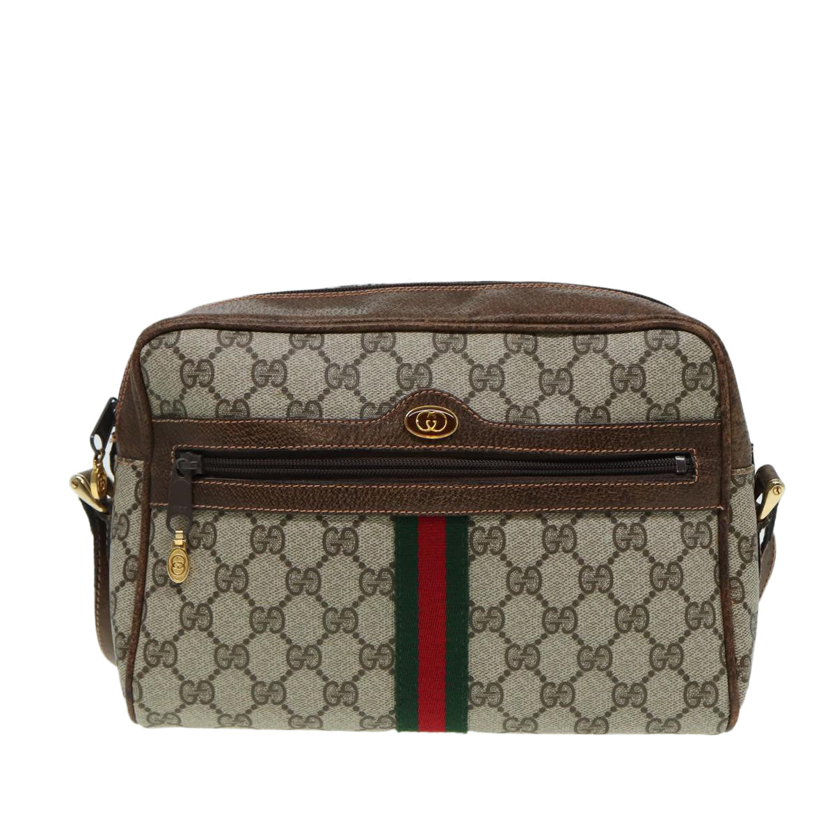 GUCCI GG Supreme Web Sherry Line Shoulder Bag PVC Beige Red 010 378 ep4916