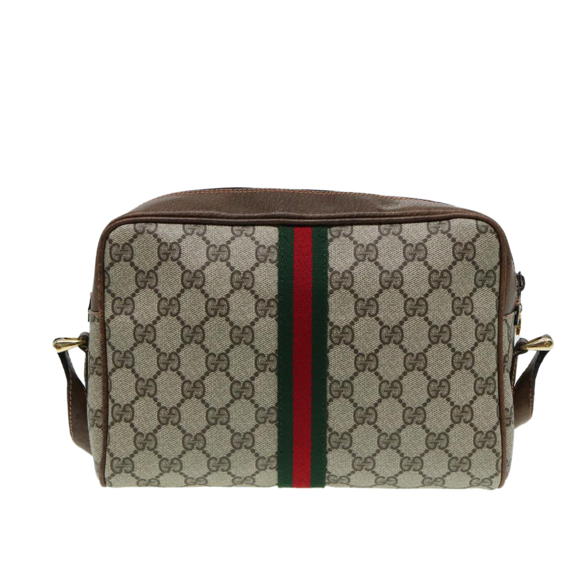 GUCCI GG Supreme Web Sherry Line Shoulder Bag PVC Beige Red 010 378 ep4916