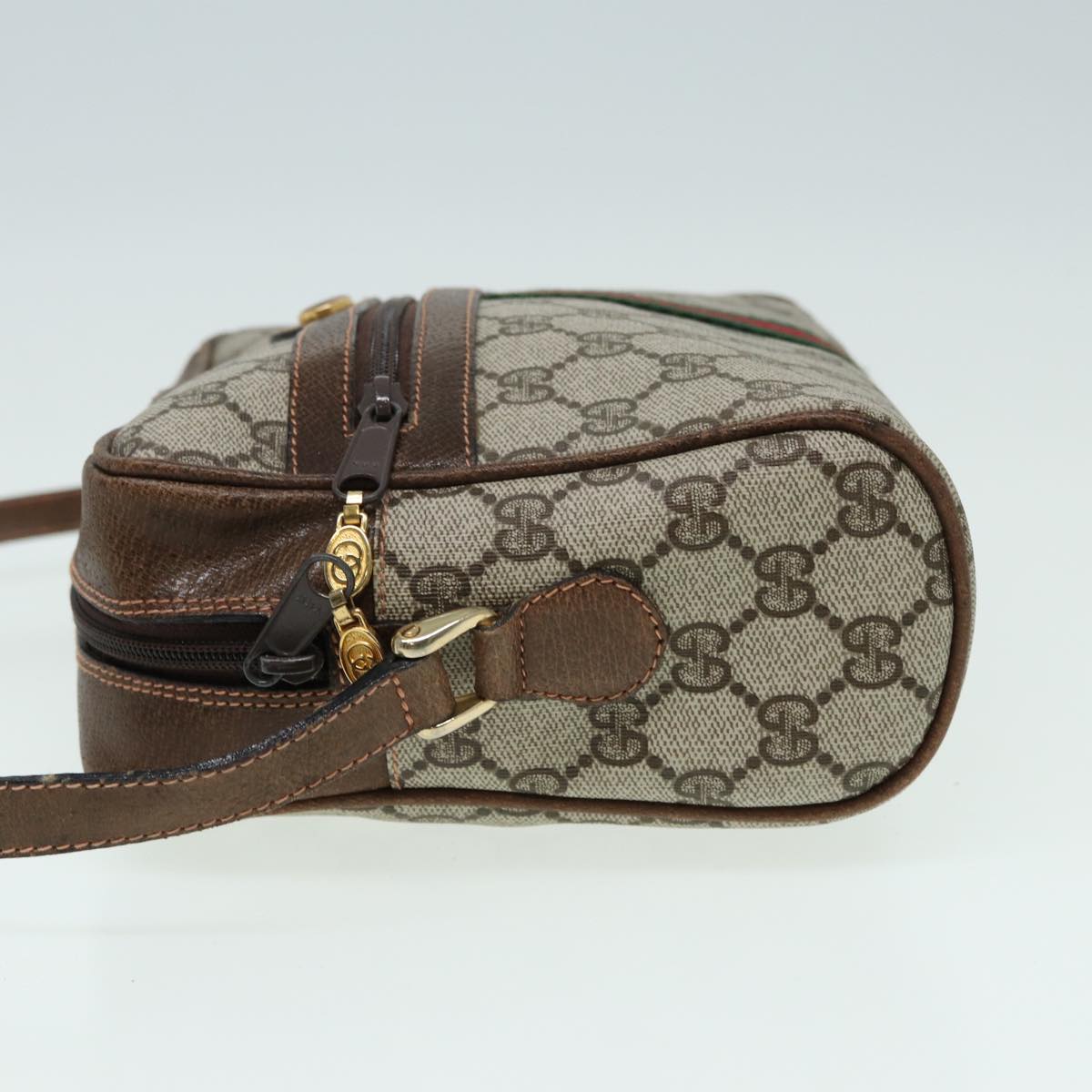 GUCCI GG Supreme Web Sherry Line Shoulder Bag PVC Beige Red 010 378 ep4916
