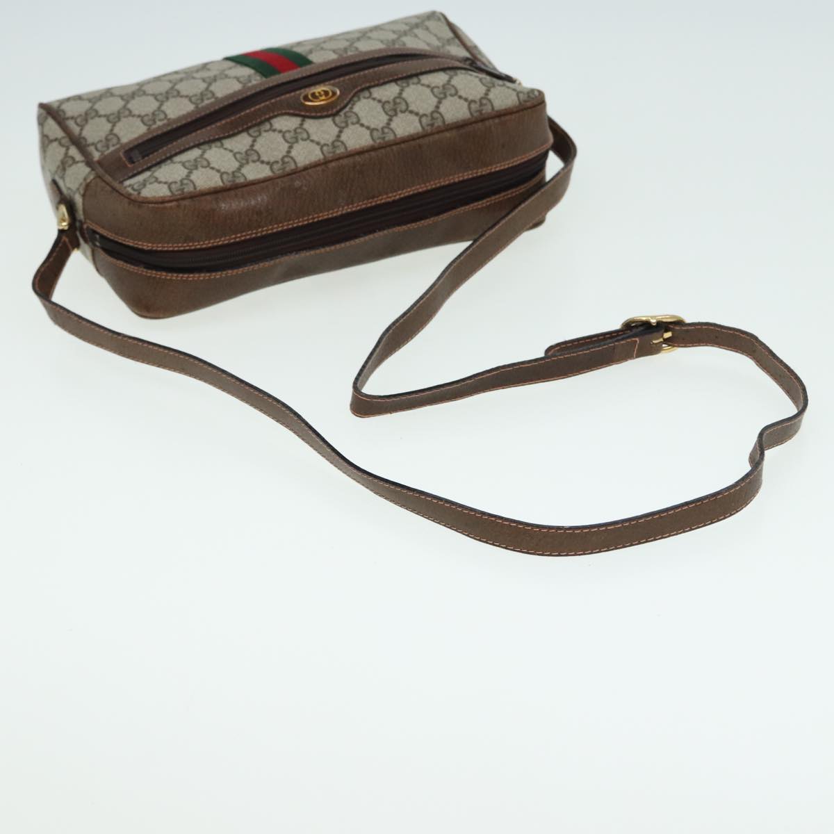 GUCCI GG Supreme Web Sherry Line Shoulder Bag PVC Beige Red 010 378 ep4916