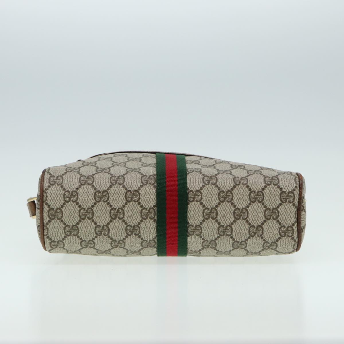 GUCCI GG Supreme Web Sherry Line Shoulder Bag PVC Beige Red 010 378 ep4916
