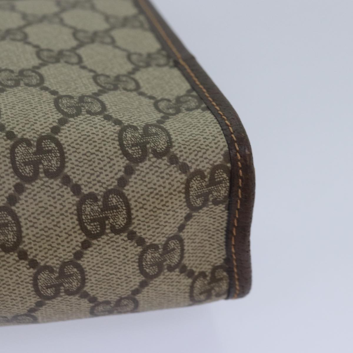 GUCCI GG Supreme Clutch Bag PVC Leather Beige 014 122 ep4918