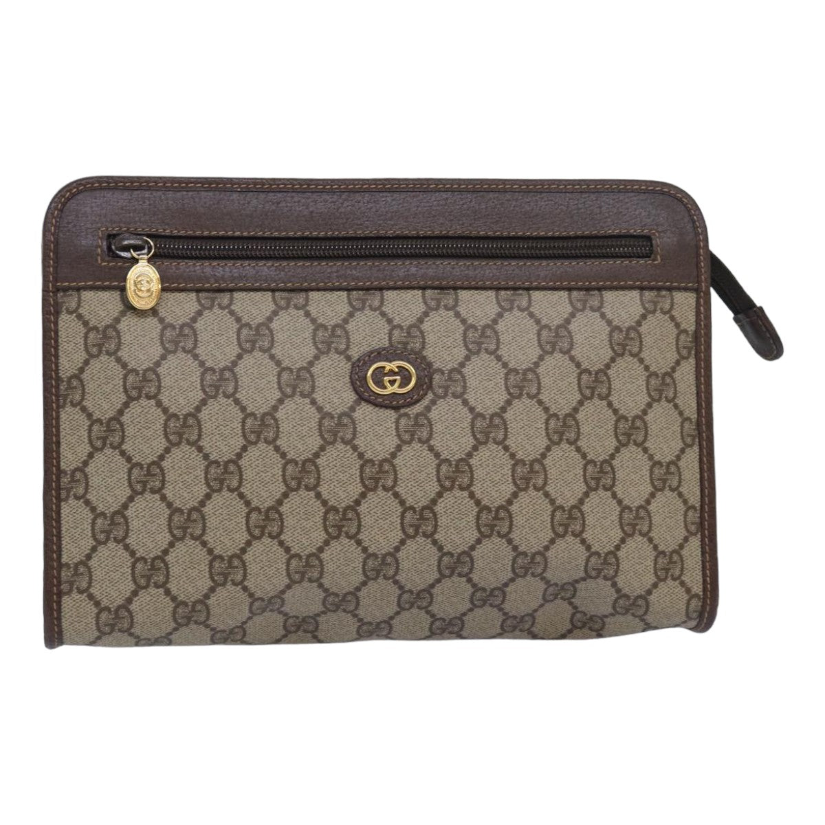 GUCCI GG Supreme Clutch Bag PVC Leather Beige 014 122 ep4918