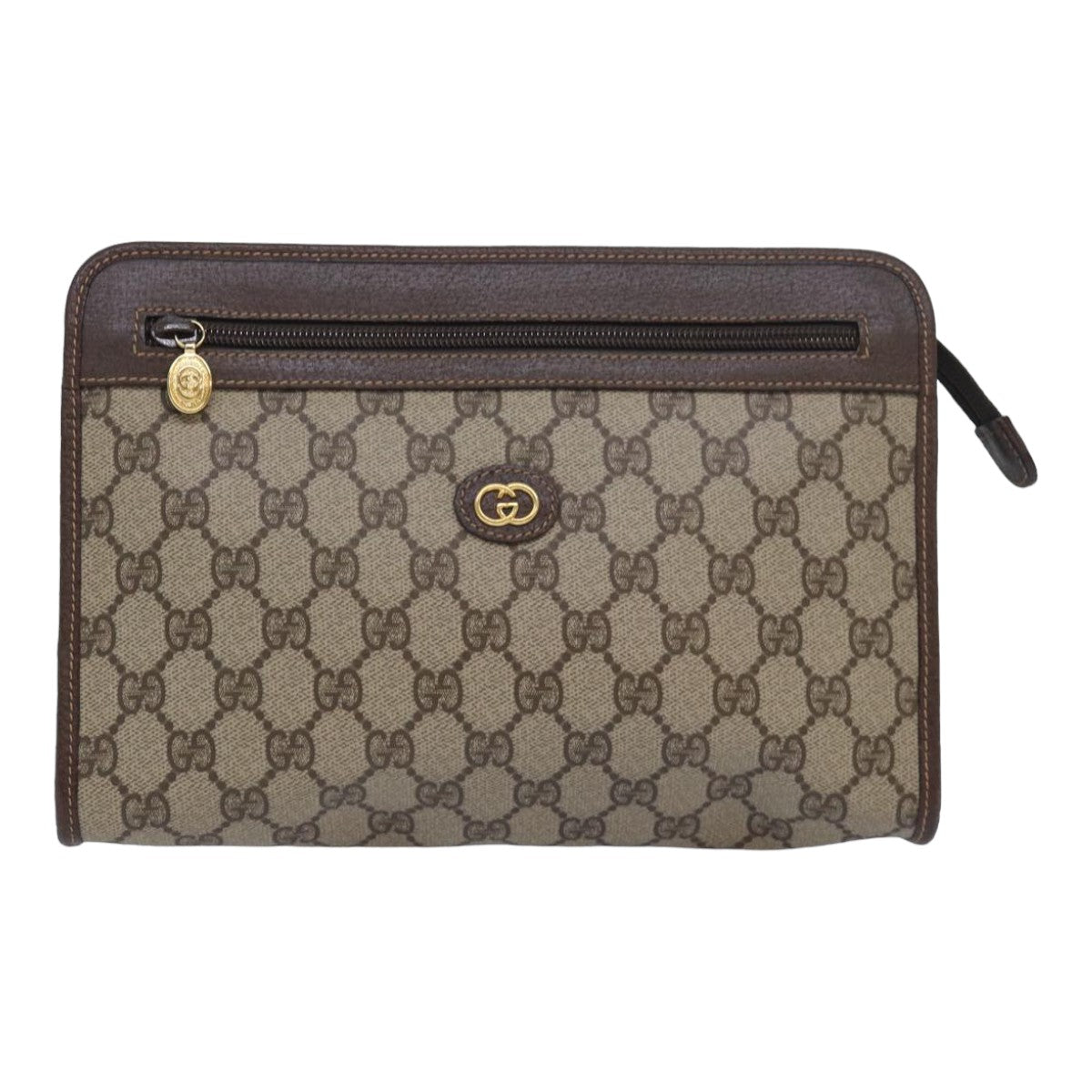 GUCCI GG Supreme Clutch Bag PVC Leather Beige 014 122 ep4918
