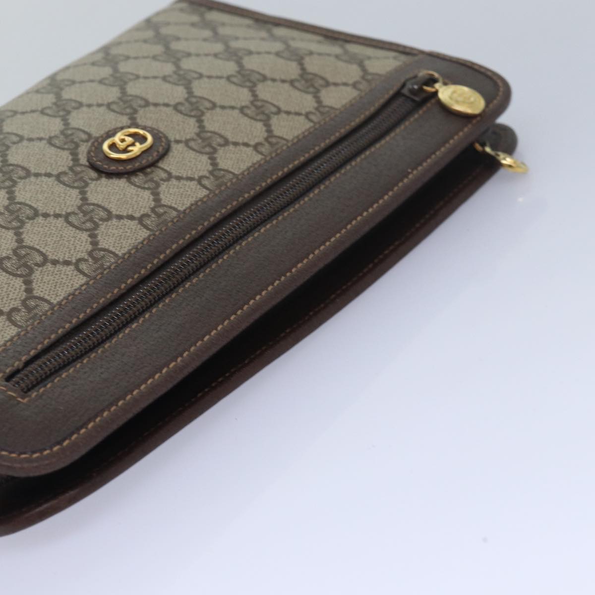 GUCCI GG Supreme Clutch Bag PVC Leather Beige 014 122 ep4918
