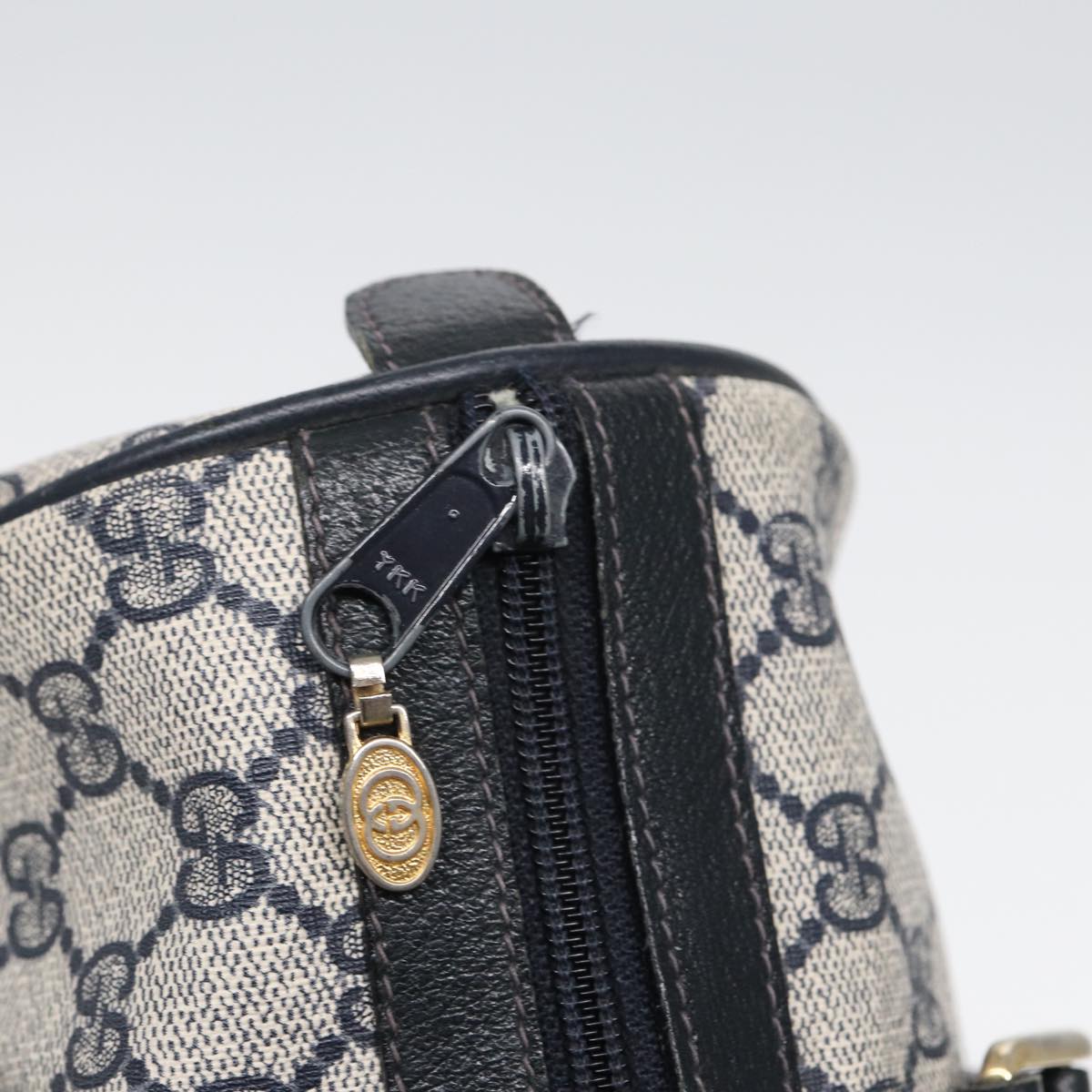 GUCCI GG Supreme Sherry Line Boston Bag PVC Leather Navy Red ep4938