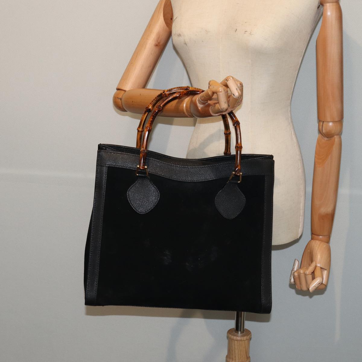 GUCCI Bamboo Hand Bag Suede Black 002 2853 0260 0 ep4973