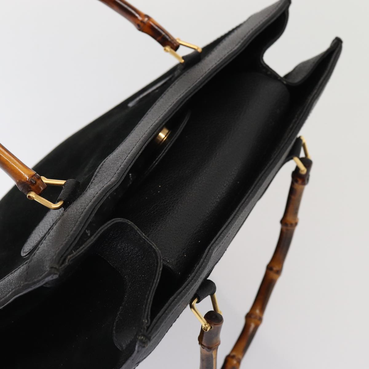 GUCCI Bamboo Hand Bag Suede Black 002 2853 0260 0 ep4973