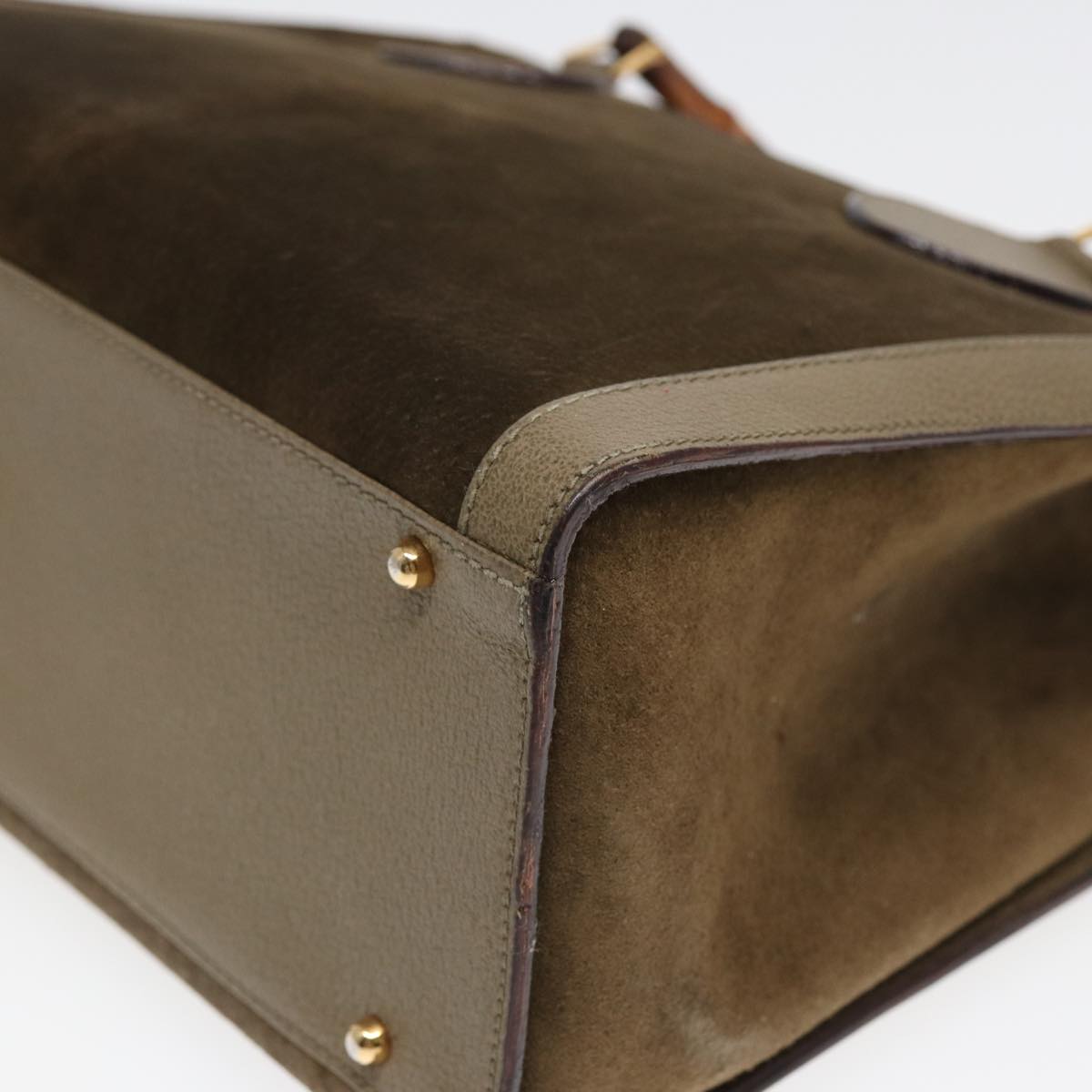GUCCI Bamboo Hand Bag Suede Khaki 002 1186 0260 ep4974