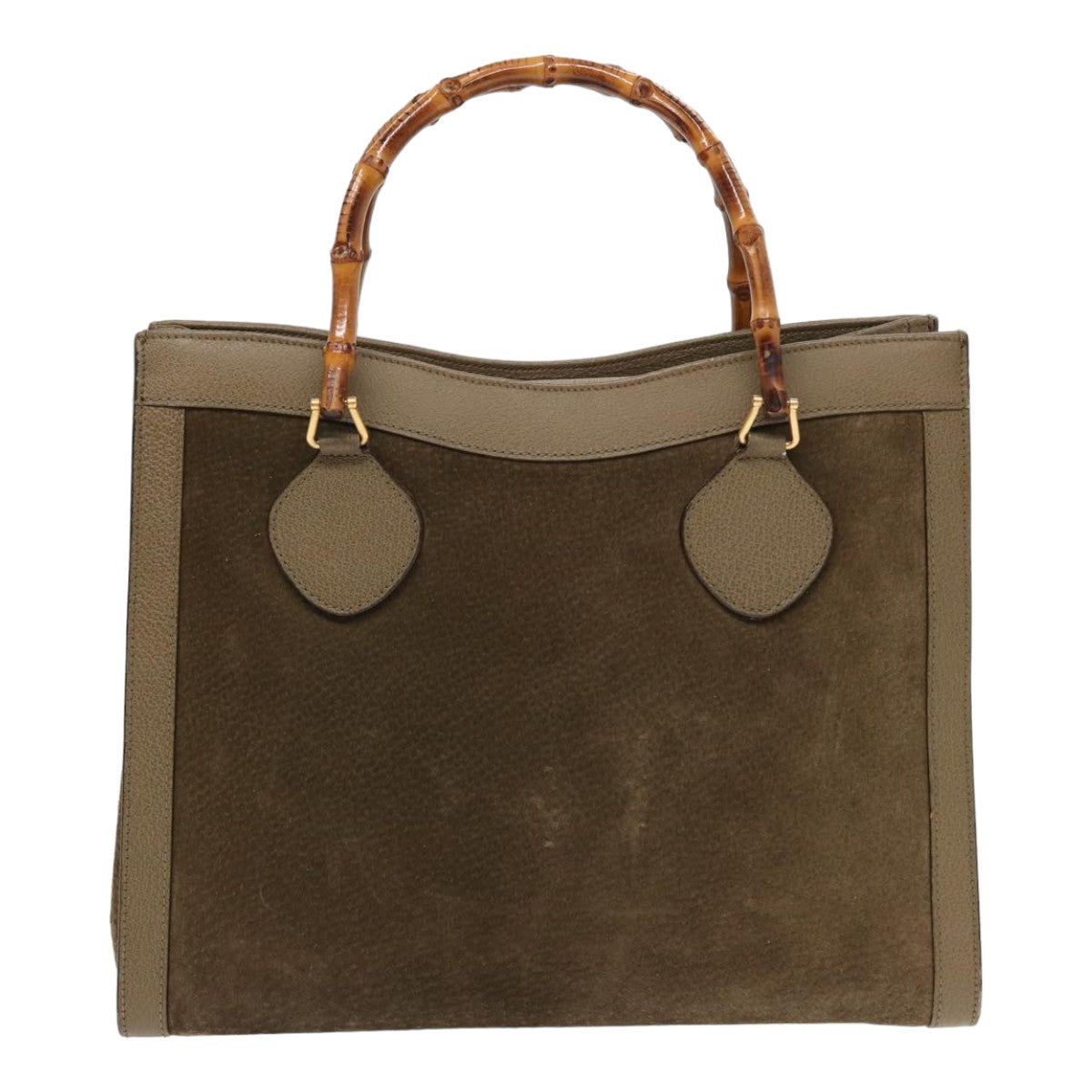GUCCI Bamboo Hand Bag Suede Khaki 002 1186 0260 ep4974