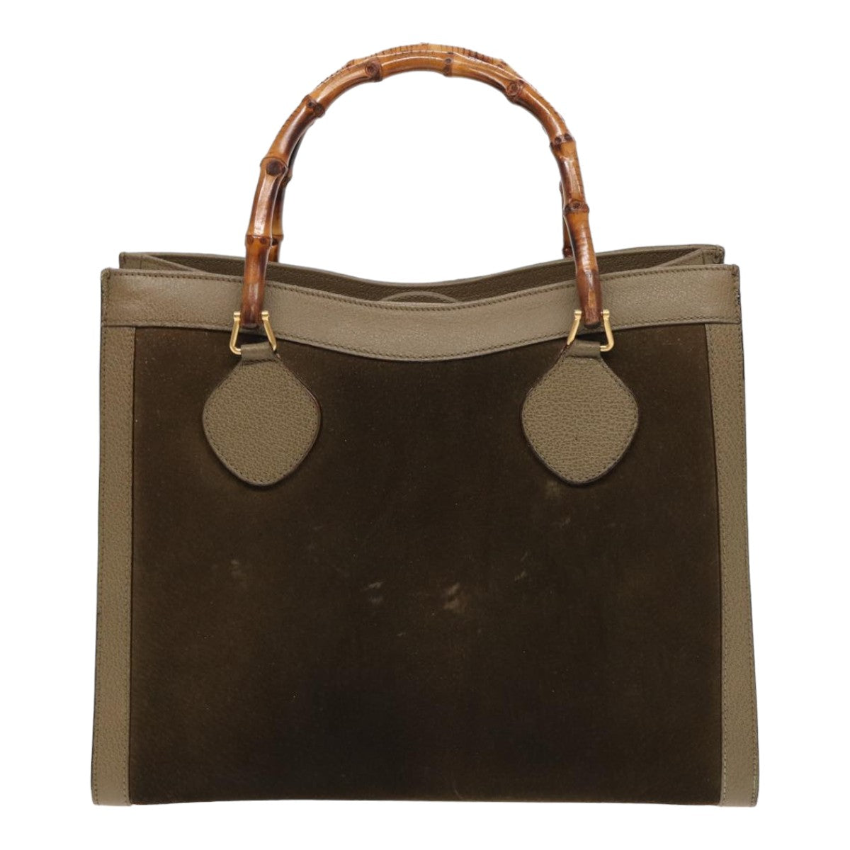GUCCI Bamboo Hand Bag Suede Khaki 002 1186 0260 ep4974