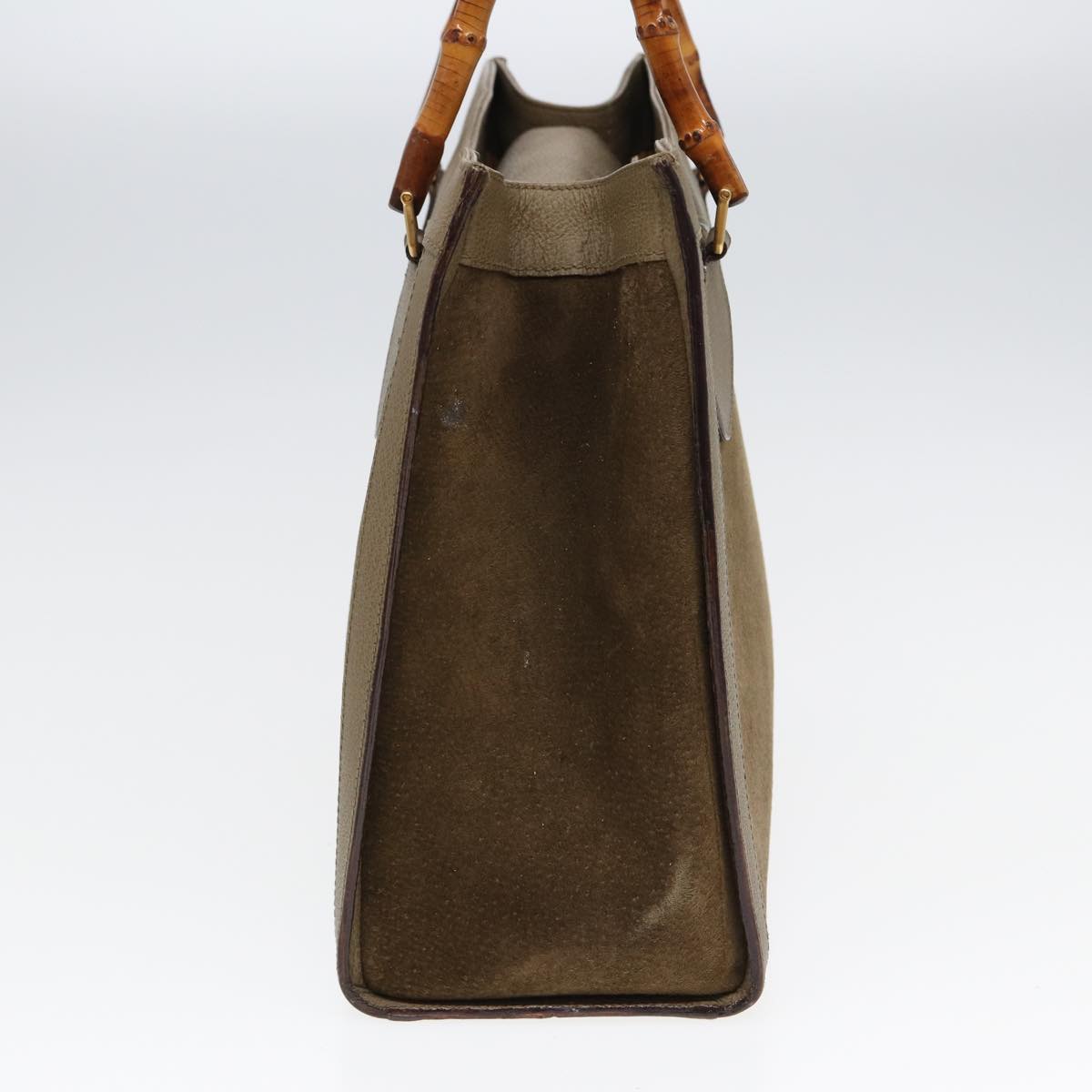 GUCCI Bamboo Hand Bag Suede Khaki 002 1186 0260 ep4974