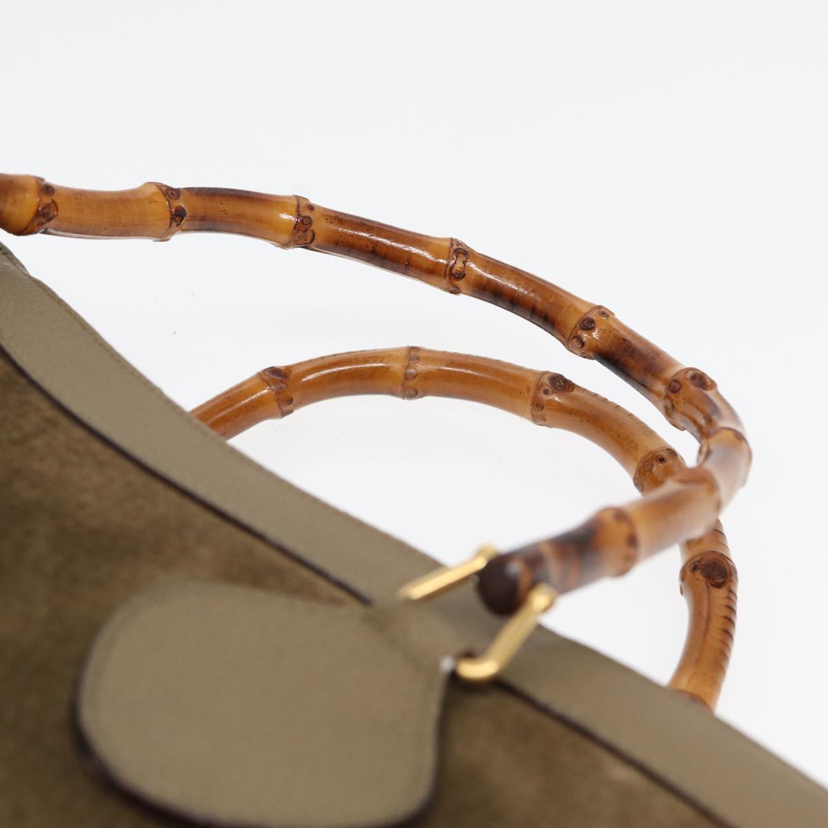 GUCCI Bamboo Hand Bag Suede Khaki 002 1186 0260 ep4974