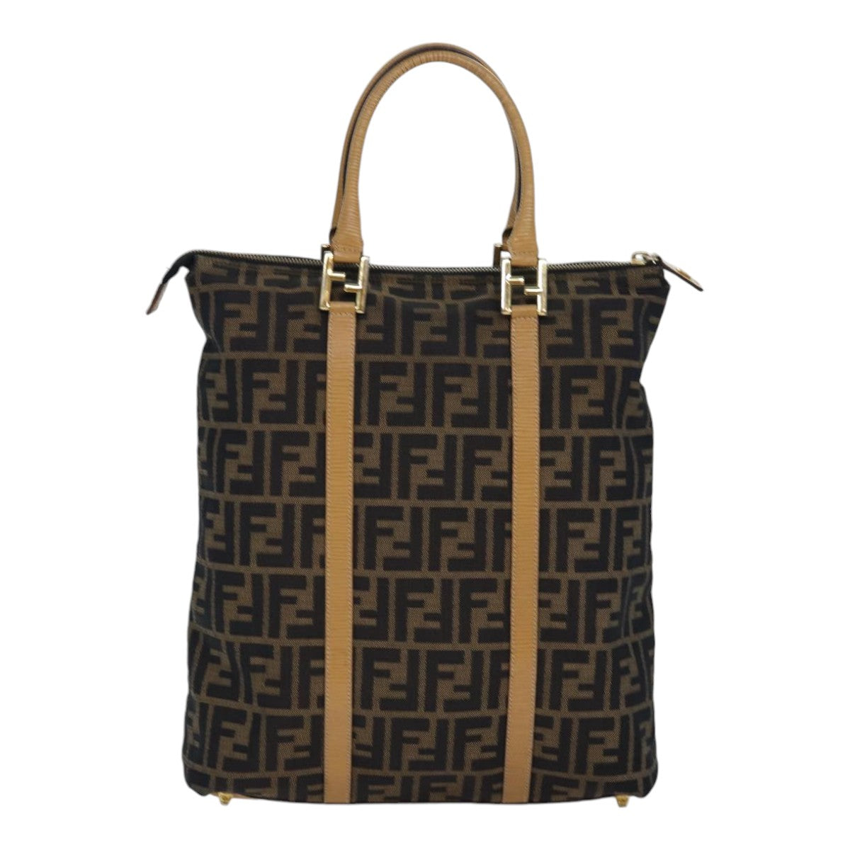 FENDI Zucca Canvas Hand Bag Brown Black gold ep5077