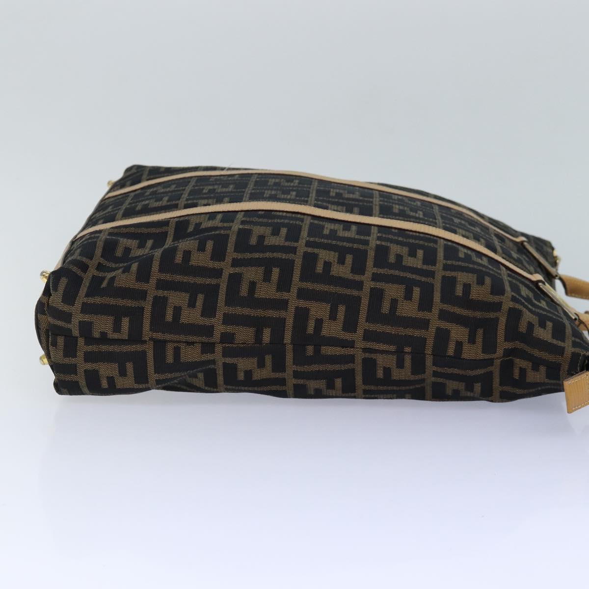 FENDI Zucca Canvas Hand Bag Brown Black gold ep5077