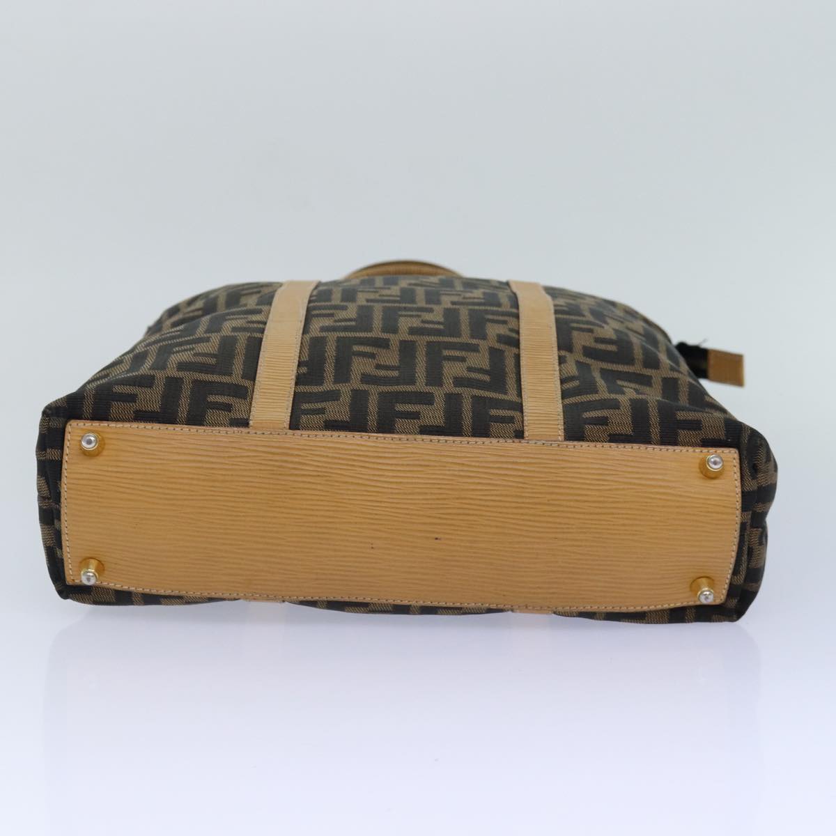 FENDI Zucca Canvas Hand Bag Brown Black gold ep5077