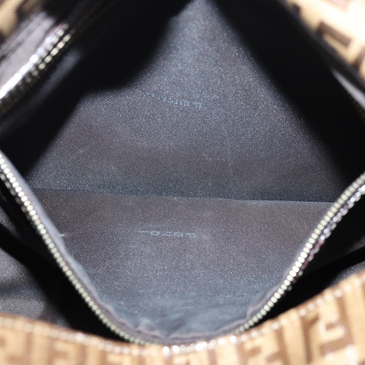 FENDI Zucchino Canvas Mamma Baguette Shoulder Bag Beige Gold ep5119